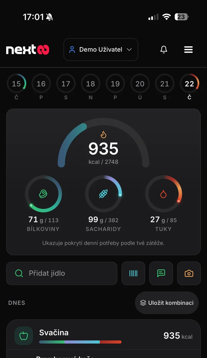 Výživa v prstencích a deník po jídlech